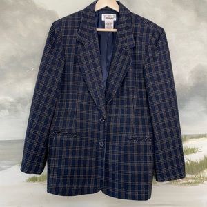 Worthington Vintage Navy Plaid Blazer- Womens 6